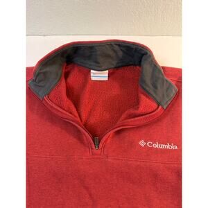 Columbia Pullover Sweater RED Mens L Quarter Zip Fleece Outdoors Hiking AM6771